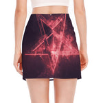 Fiery Reversed Pentagram Print Side Slit Mini Skirt