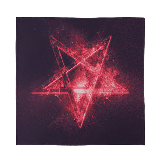 Fiery Reversed Pentagram Print Silk Bandana