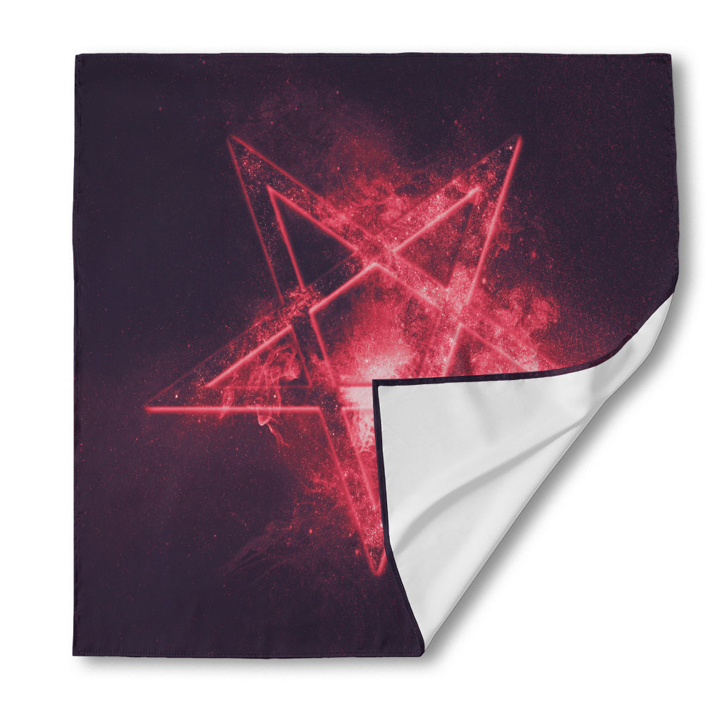 Fiery Reversed Pentagram Print Silk Bandana