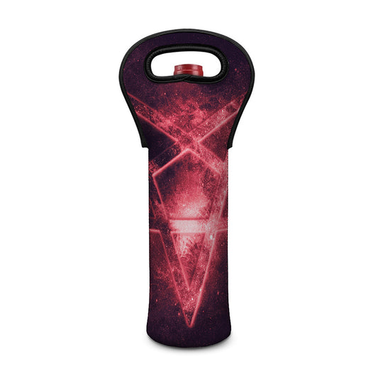 Fiery Reversed Pentagram Print Single Neoprene Wine Tote