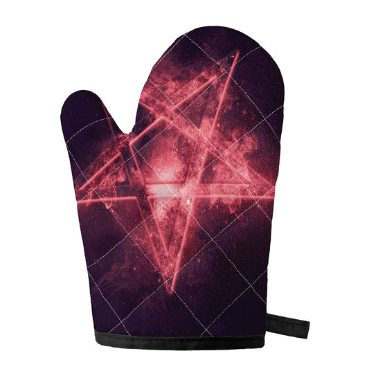 Fiery Reversed Pentagram Print Single Oven Mitt