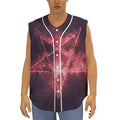 Fiery Reversed Pentagram Print Sleeveless Baseball Jersey