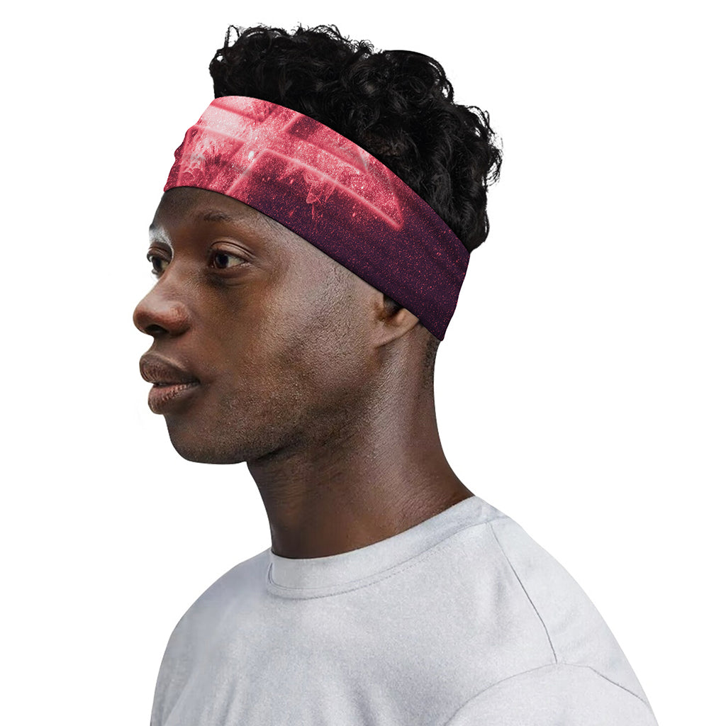 Fiery Reversed Pentagram Print Sports Headband