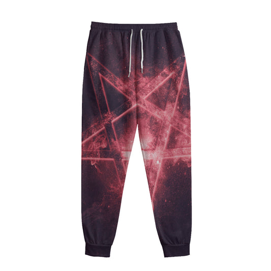 Fiery Reversed Pentagram Print Sweatpants