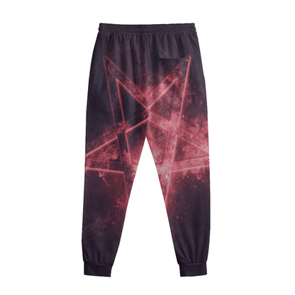 Fiery Reversed Pentagram Print Sweatpants