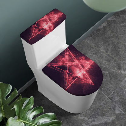 Fiery Reversed Pentagram Print Toilet Lid And Tank Cover Set