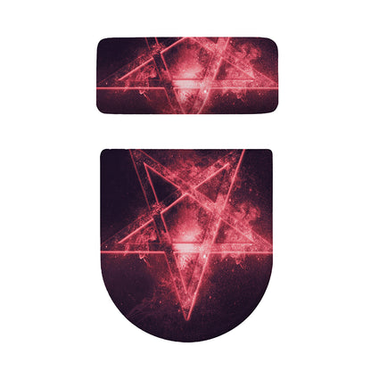 Fiery Reversed Pentagram Print Toilet Lid And Tank Cover Set