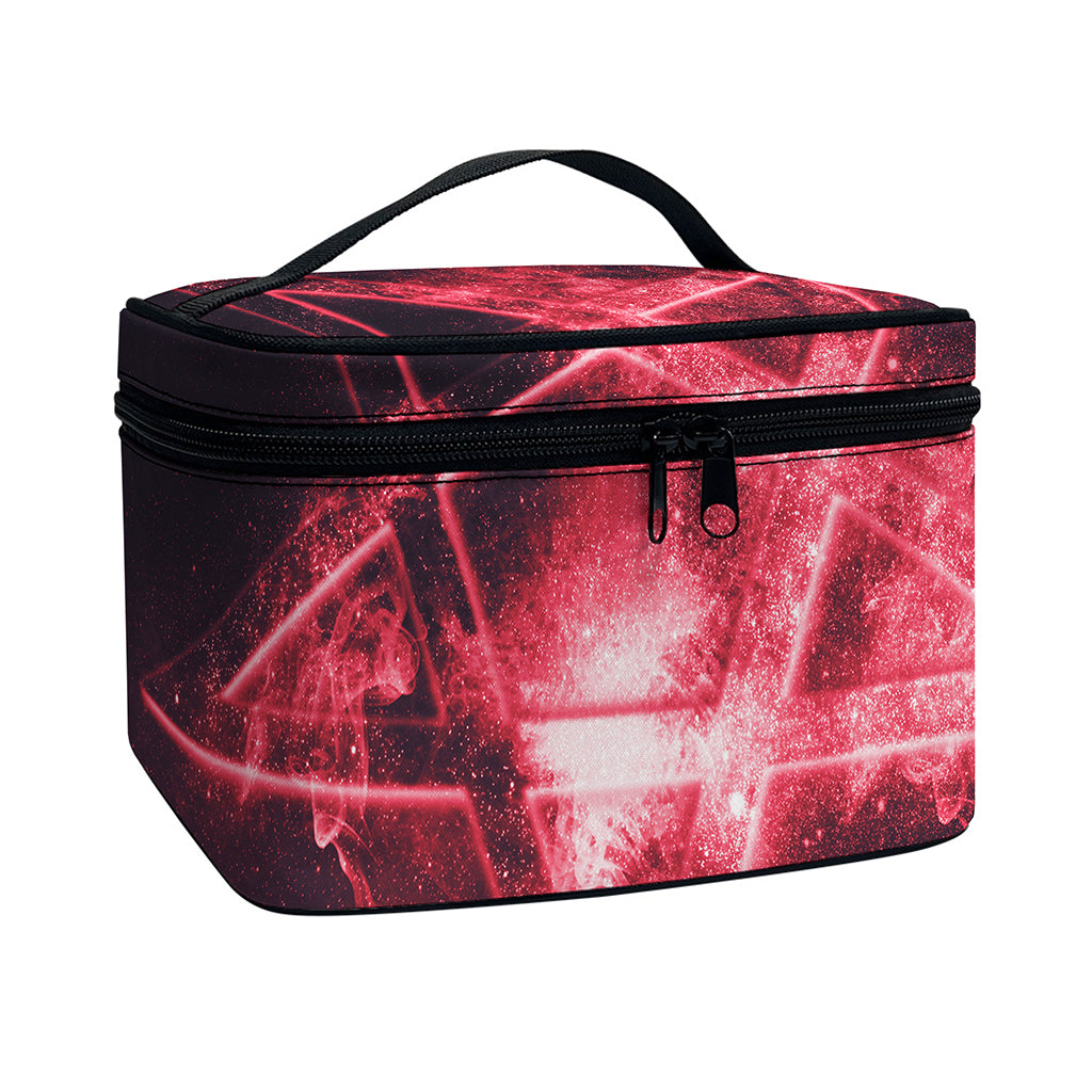 Fiery Reversed Pentagram Print Travel Makeup Bag