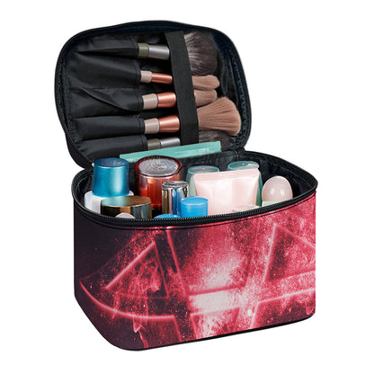 Fiery Reversed Pentagram Print Travel Makeup Bag