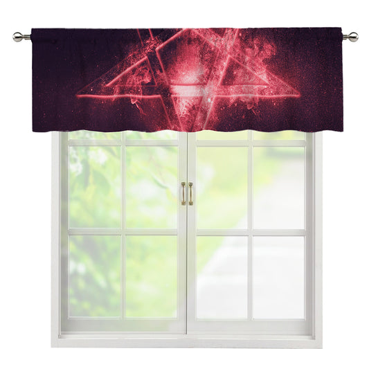 Fiery Reversed Pentagram Print Window Valance