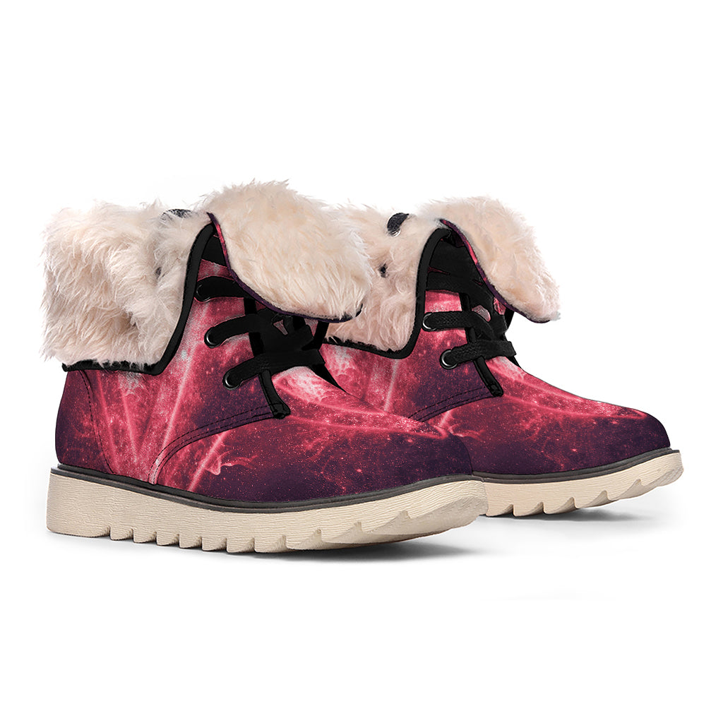 Fiery Reversed Pentagram Print Winter Boots