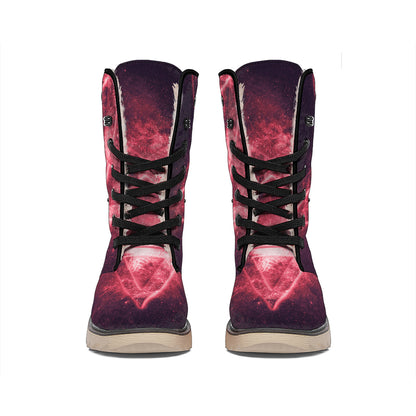 Fiery Reversed Pentagram Print Winter Boots