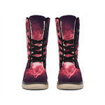 Fiery Reversed Pentagram Print Winter Boots