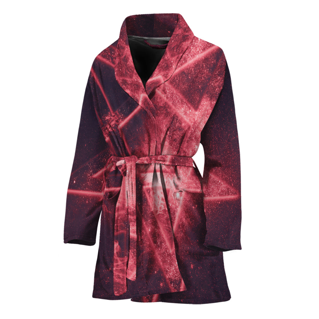 Fiery Reversed Pentagram Print Women's Bathrobe