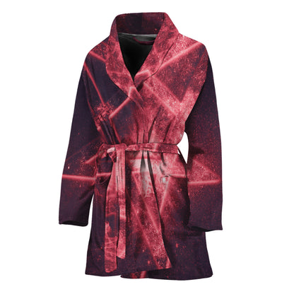 Fiery Reversed Pentagram Print Women's Bathrobe