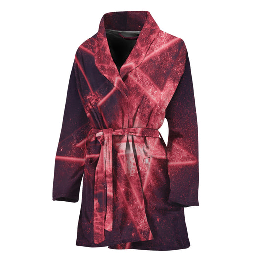 Fiery Reversed Pentagram Print Women's Bathrobe