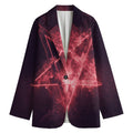 Fiery Reversed Pentagram Print Women's Blazer