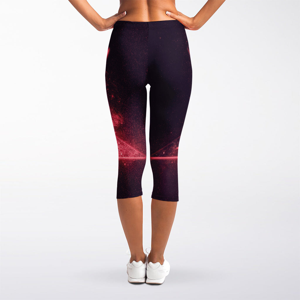 Fiery Reversed Pentagram Print Women's Capri Leggings