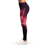Fiery Reversed Pentagram Print Women's Leggings