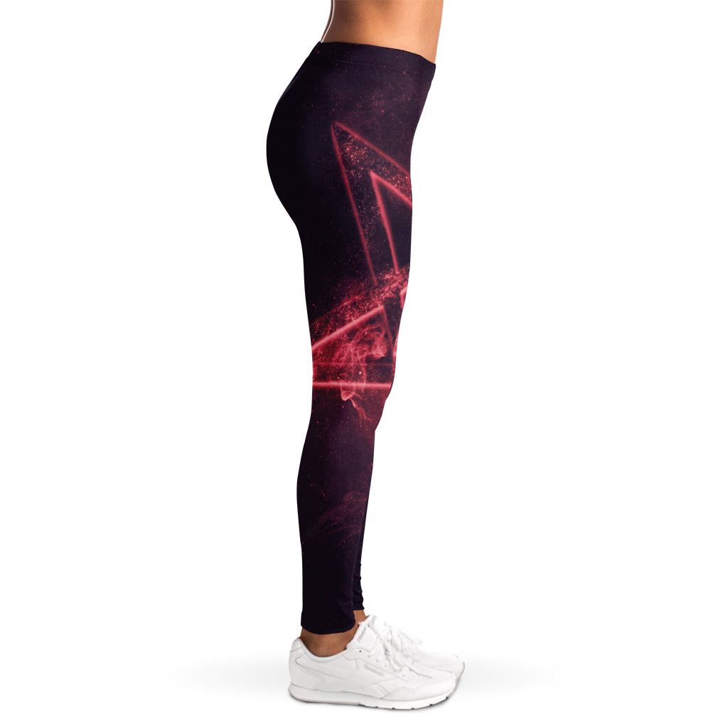 Fiery Reversed Pentagram Print Women's Leggings