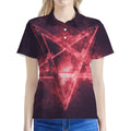 Fiery Reversed Pentagram Print Women's Polo Shirt
