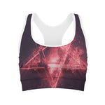 Fiery Reversed Pentagram Print Women's Sports Bra