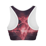 Fiery Reversed Pentagram Print Women's Sports Bra