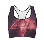 Fiery Reversed Pentagram Print Women's Sports Bra