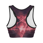 Fiery Reversed Pentagram Print Women's Sports Bra