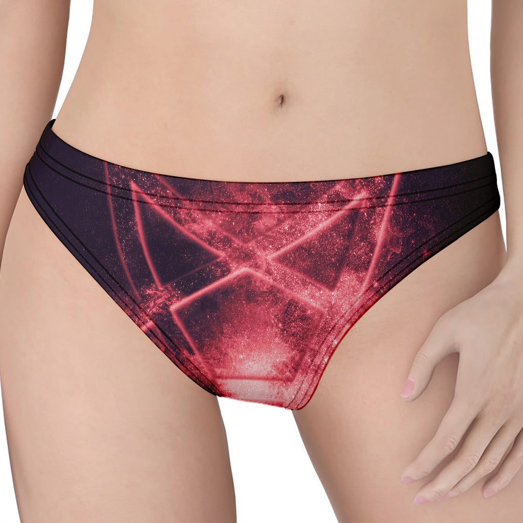 Fiery Reversed Pentagram Print Women's Thong