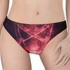 Fiery Reversed Pentagram Print Women's Thong