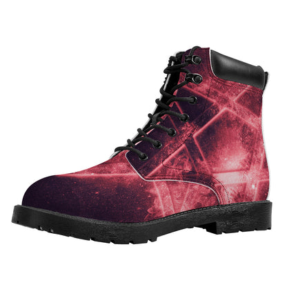 Fiery Reversed Pentagram Print Work Boots