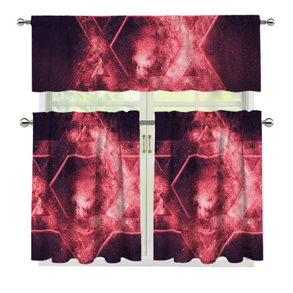 Fiery Star of David Print 3 Piece Kitchen Curtains