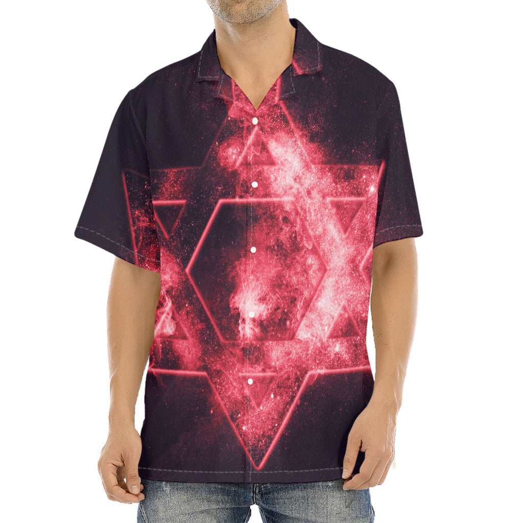 Fiery Star of David Print Aloha Shirt
