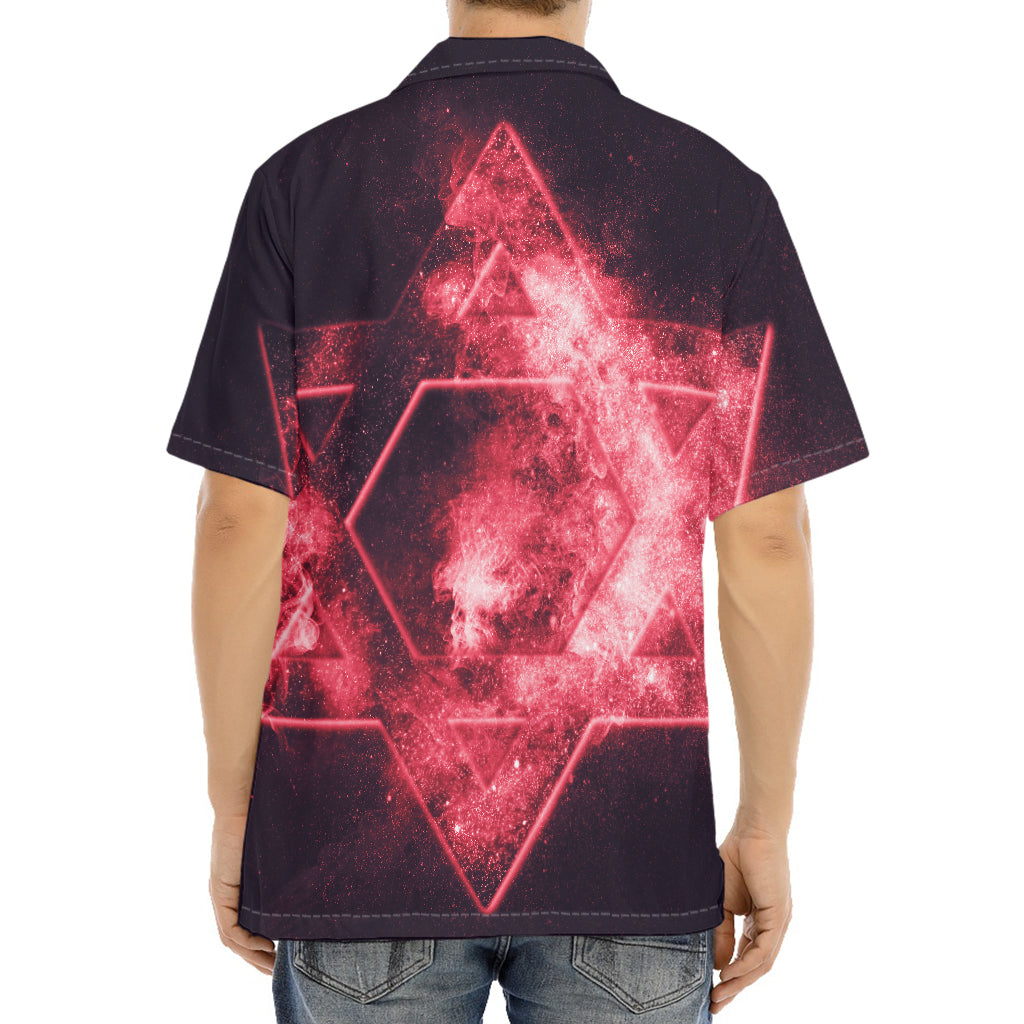Fiery Star of David Print Aloha Shirt