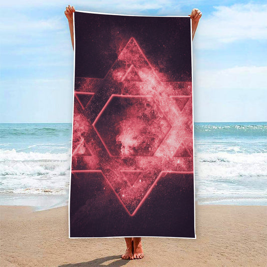Fiery Star of David Print Beach Towel