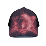 Fiery Star of David Print Black Mesh Trucker Cap