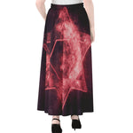 Fiery Star of David Print Chiffon Maxi Skirt