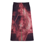 Fiery Star of David Print Cotton Front Slit Maxi Skirt