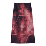 Fiery Star of David Print Cotton Front Slit Maxi Skirt