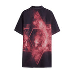 Fiery Star of David Print Cotton Hawaiian Shirt