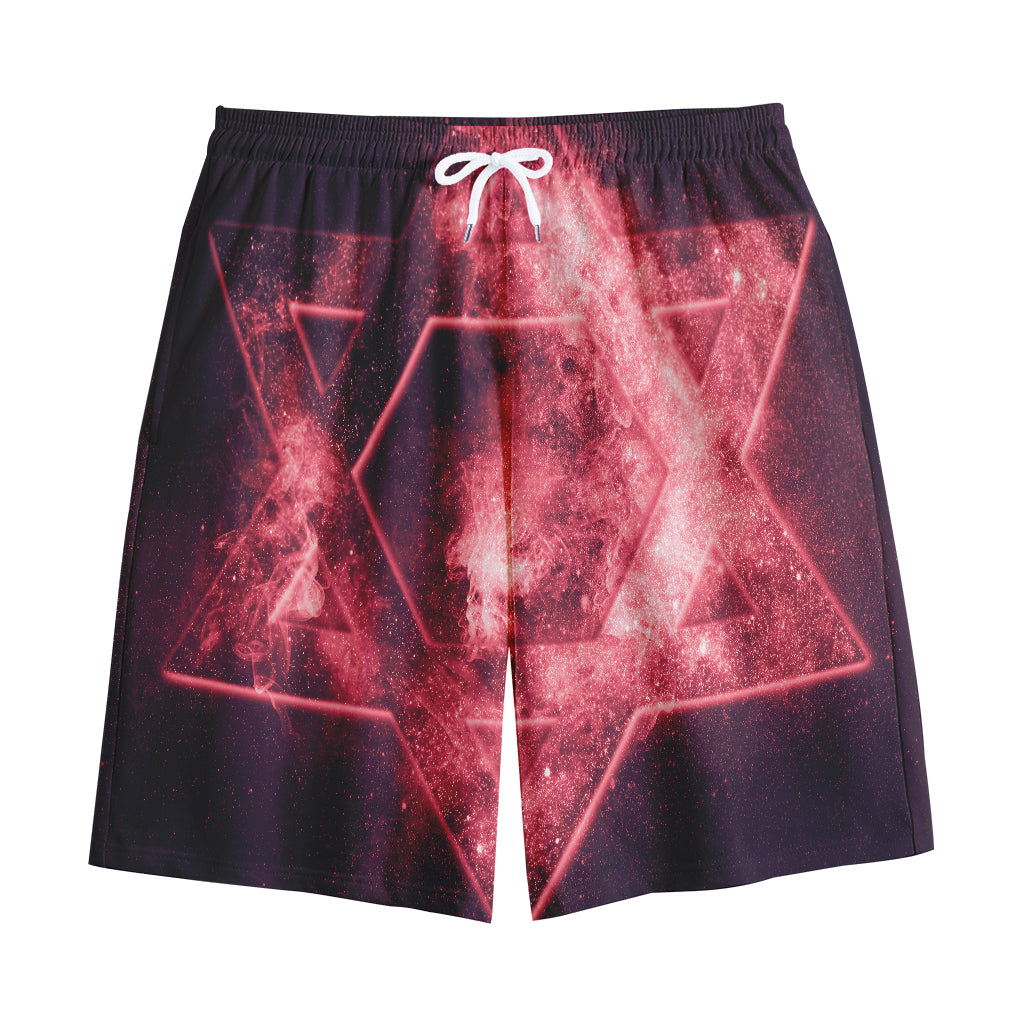 Fiery Star of David Print Cotton Shorts