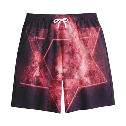Fiery Star of David Print Cotton Shorts