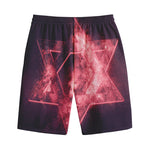 Fiery Star of David Print Cotton Shorts