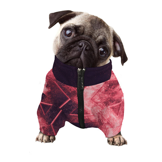 Fiery Star of David Print Dog Zip Up Jacket