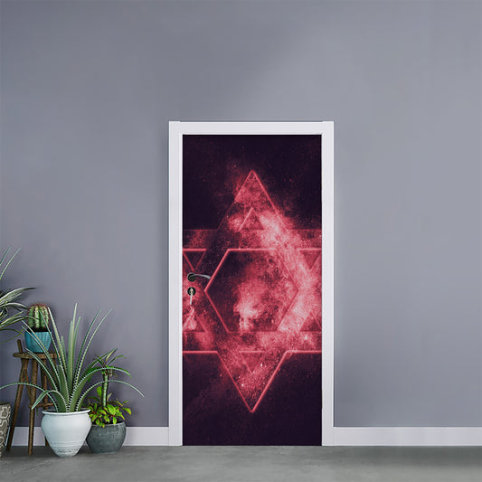 Fiery Star of David Print Door Sticker
