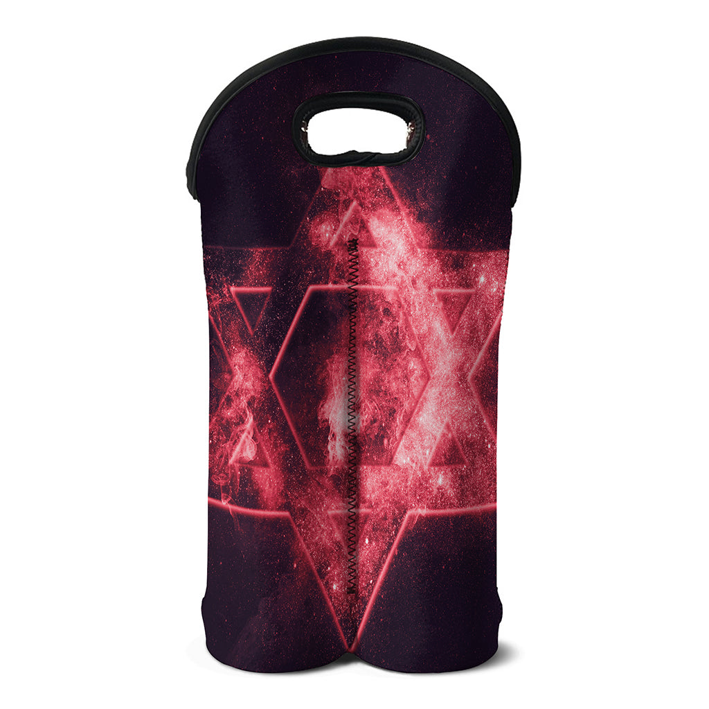 Fiery Star of David Print Double Neoprene Wine Tote