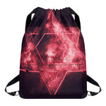 Fiery Star of David Print Drawstring Backpack