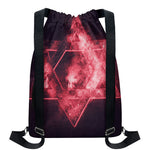 Fiery Star of David Print Drawstring Backpack