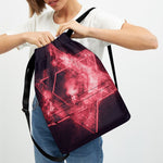 Fiery Star of David Print Drawstring Backpack